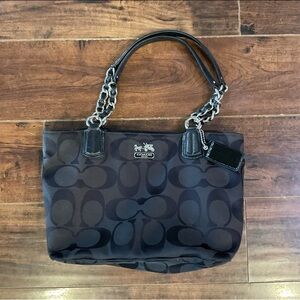 Coach Black and Gray Signature Tote